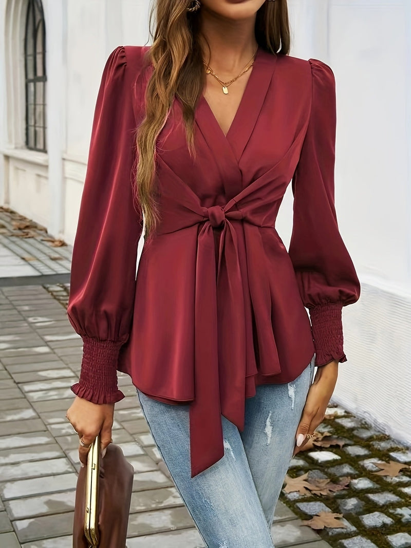 Bluse mit Bindeband und Puffärmeln für Frauen | Tiana NUMENCE Blouses