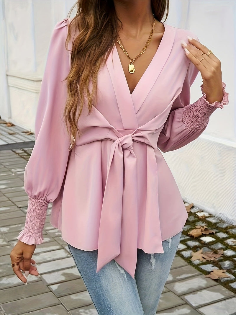 Bluse mit Bindeband und Puffärmeln für Frauen | Tiana NUMENCE Blouses