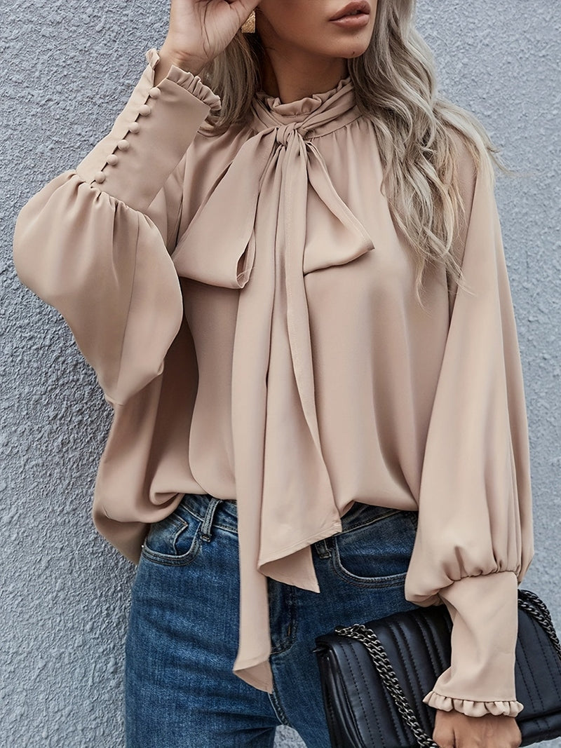 Bluse mit Bindekragen und Puffärmeln für Frauen | Riali NUMENCE Shirts