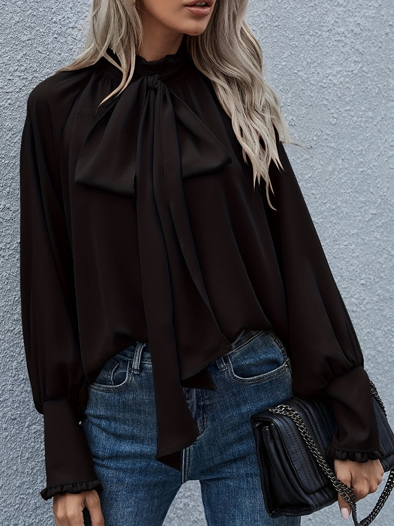 Bluse mit Bindekragen und Puffärmeln für Frauen | Riali NUMENCE Shirts