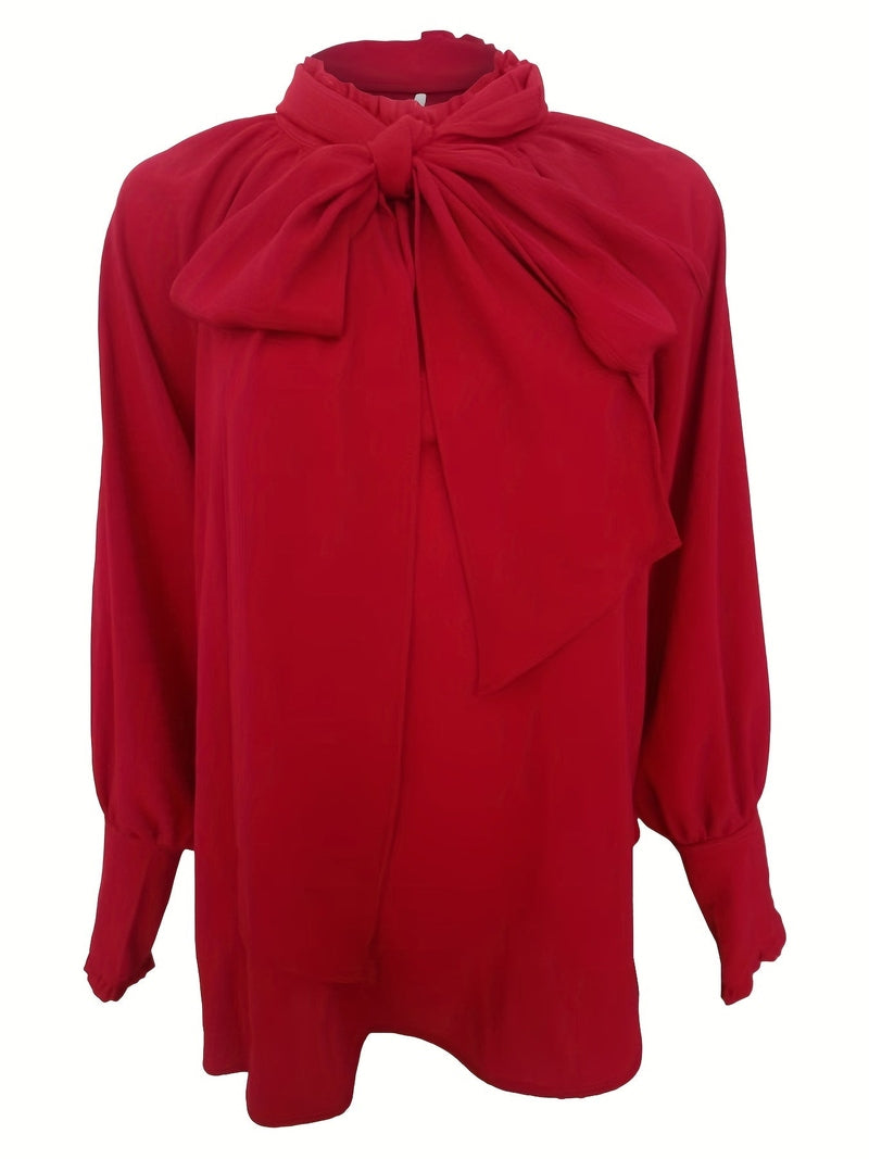 Bluse mit Bindekragen und Puffärmeln für Frauen | Riali