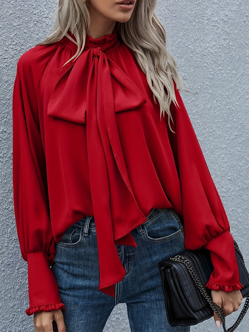 Bluse mit Bindekragen und Puffärmeln für Frauen | Riali NUMENCE Shirts