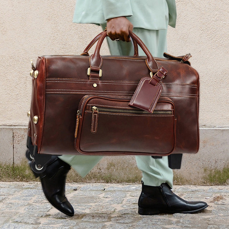 Herren Leder Duffle Bag auf Rädern | Elthor NUMENCE Leather Duffle Bags