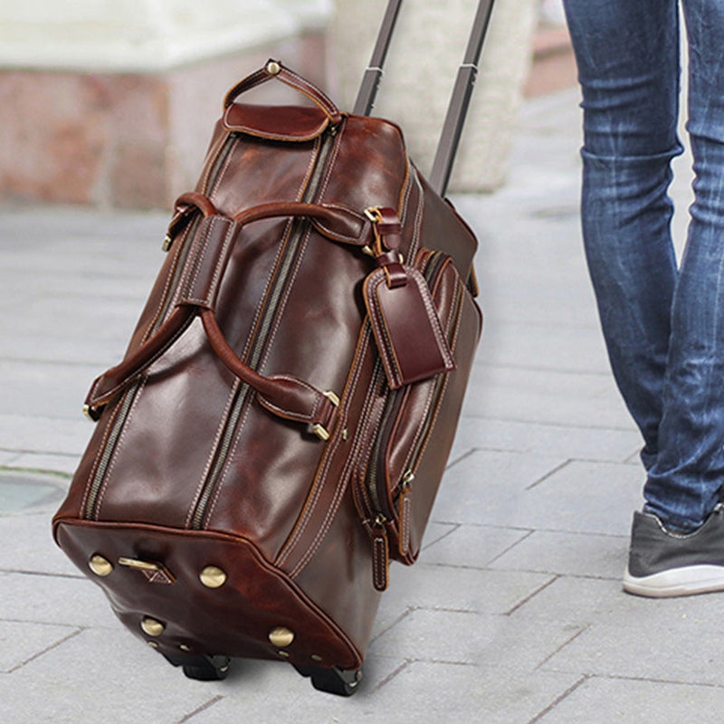 Herren Leder Duffle Bag auf Rädern | Elthor NUMENCE Leather Duffle Bags