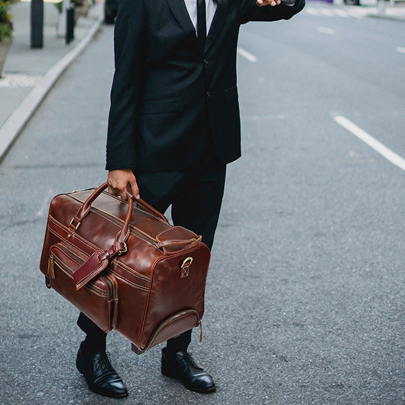 Herren Leder Duffle Bag auf Rädern | Elthor NUMENCE Leather Duffle Bags