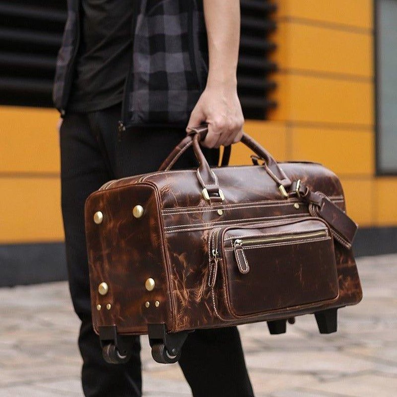 Herren Leder Duffle Bag auf Rädern | Elthor NUMENCE Leather Duffle Bags