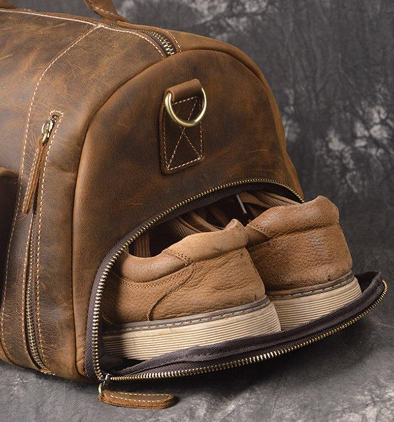 Herren Leder Reisetasche 22 Zoll mit Schuhfach | Fawaris NUMENCE Leather Duffle Bags