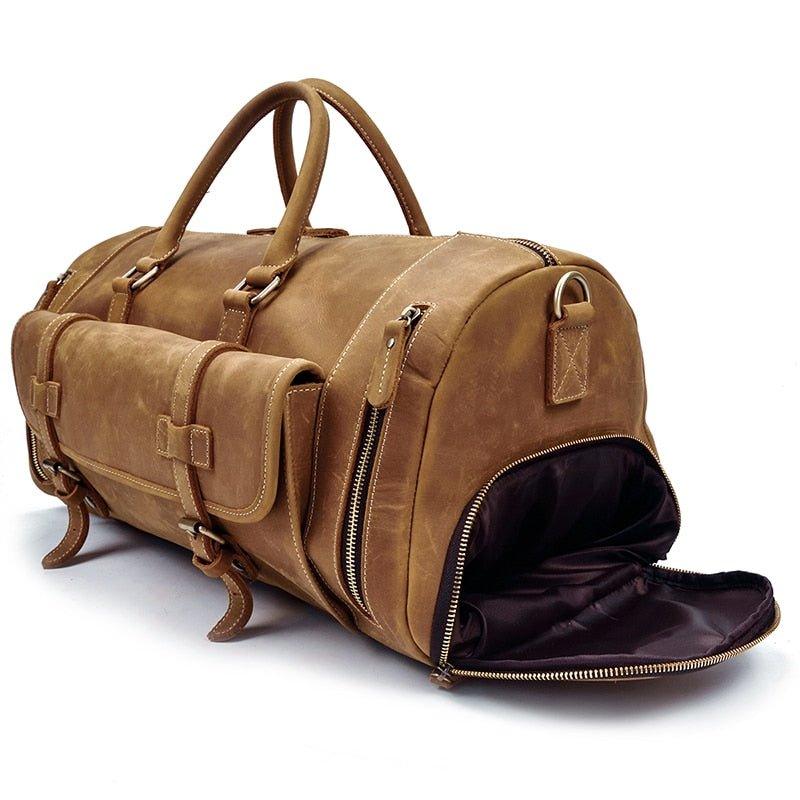 Herren Leder Reisetasche 22 Zoll mit Schuhfach | Fawaris NUMENCE Leather Duffle Bags
