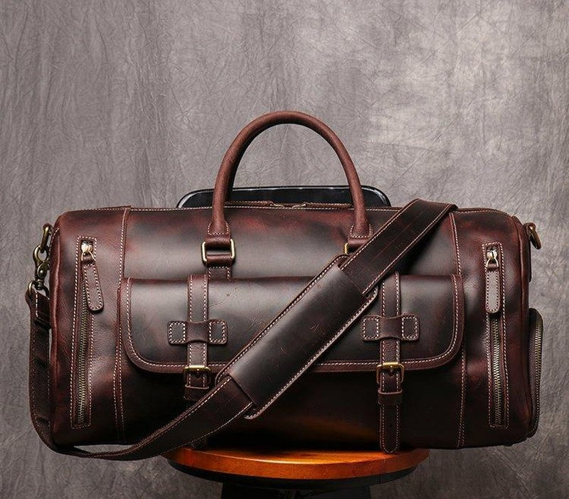 Herren Leder Reisetasche 22 Zoll mit Schuhfach | Fawaris NUMENCE Leather Duffle Bags