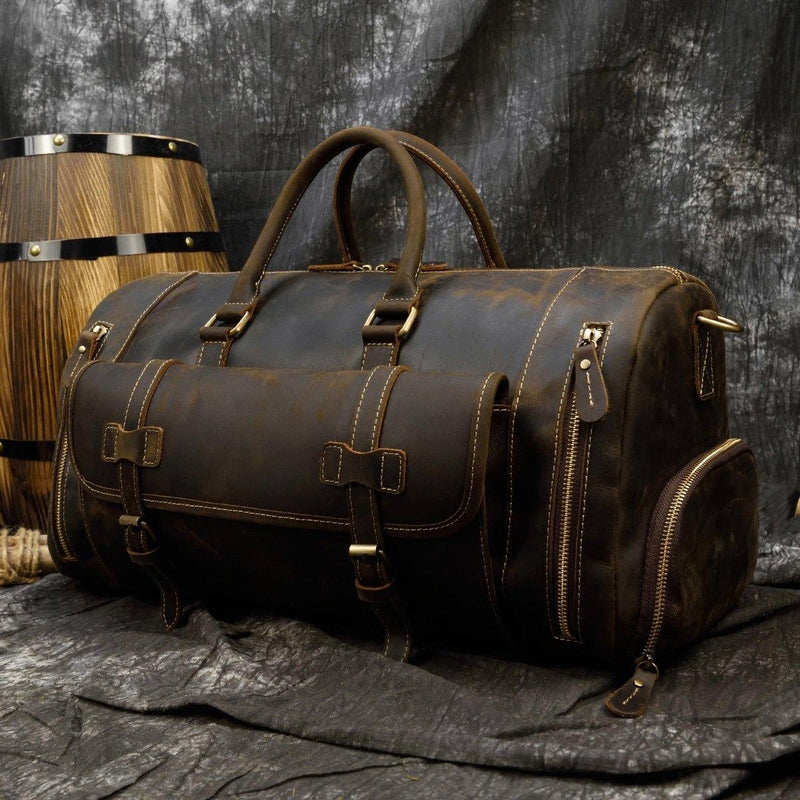 Herren Leder Reisetasche 22 Zoll mit Schuhfach | Fawaris NUMENCE Leather Duffle Bags