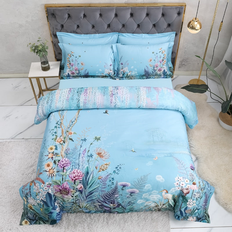 Himmelblaues Bettbezug-Set – Ägyptische Baumwolle | Floweris NUMENCE Duvet Covers