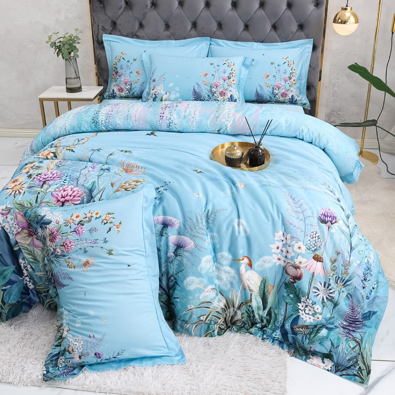Himmelblaues Bettbezug-Set – Ägyptische Baumwolle | Floweris NUMENCE Duvet Covers
