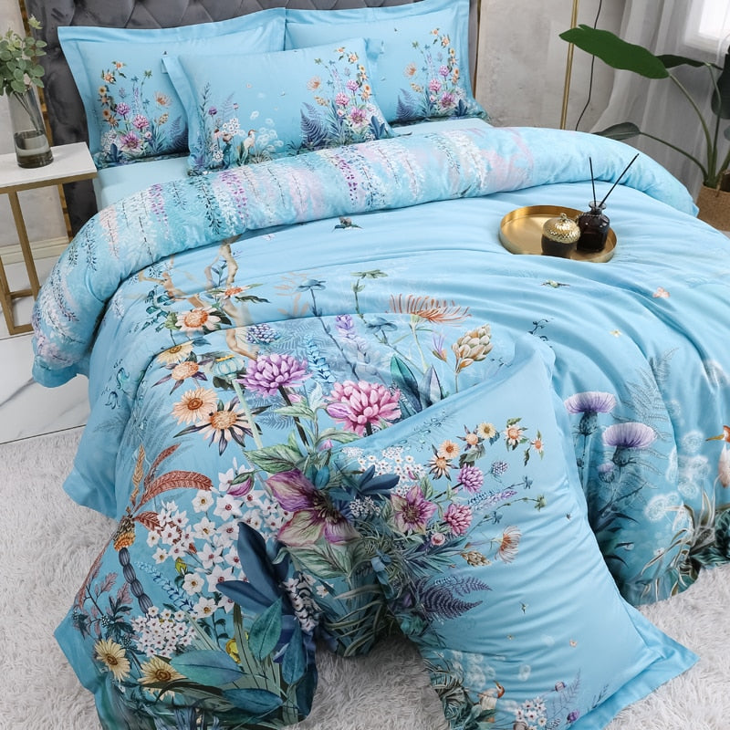 Himmelblaues Bettbezug-Set – Ägyptische Baumwolle | Floweris NUMENCE Duvet Covers
