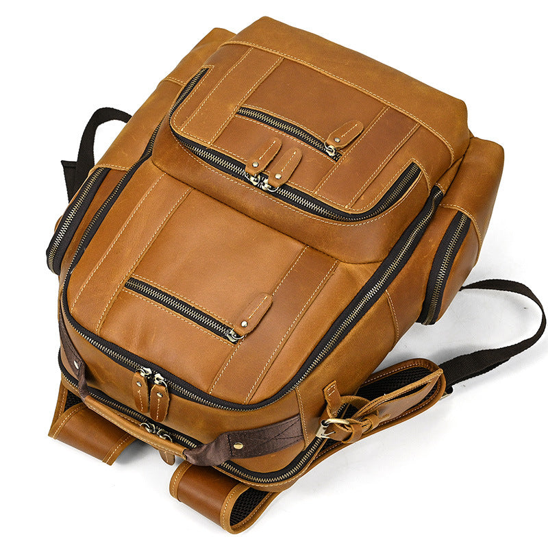 Leder Rucksack mit großer Kapazität und Mehrfachfächern | Elianor NUMENCE Backpack