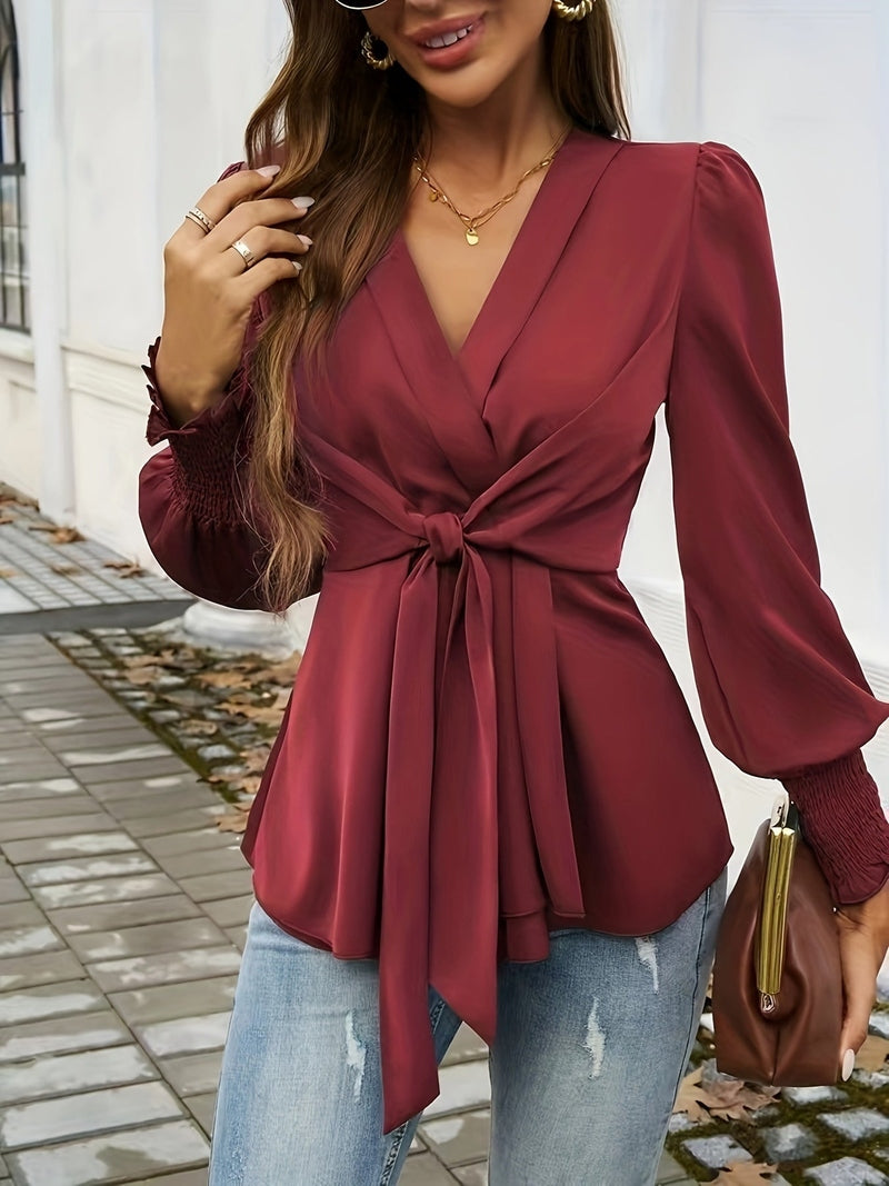 Bluse mit Bindeband und Puffärmeln für Frauen | Tiana NUMENCE Blouses