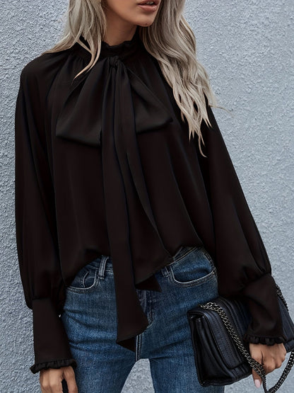 Bluse mit Bindekragen und Puffärmeln für Frauen | Riali NUMENCE Shirts