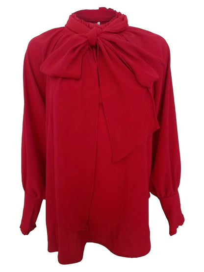 Bluse mit Bindekragen und Puffärmeln für Frauen | Riali