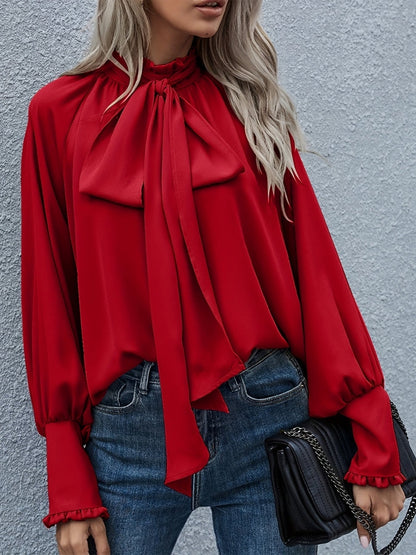 Bluse mit Bindekragen und Puffärmeln für Frauen | Riali NUMENCE Shirts