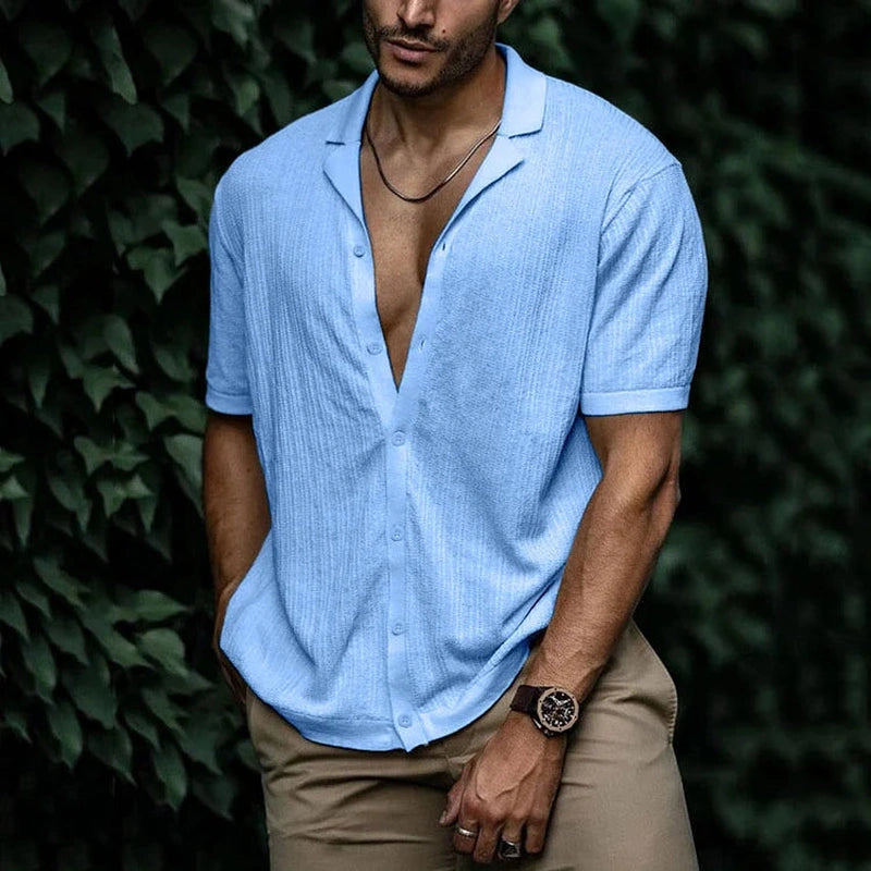 Elegantes Herrenhemd mit V-Ausschnitt und Knöpfen | Hank NUMENCE Shirts