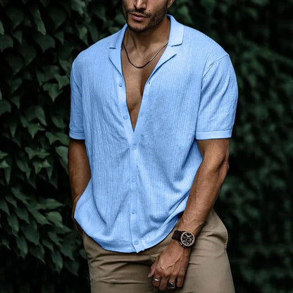 Elegantes Herrenhemd mit V-Ausschnitt und Knöpfen | Hank NUMENCE Shirts