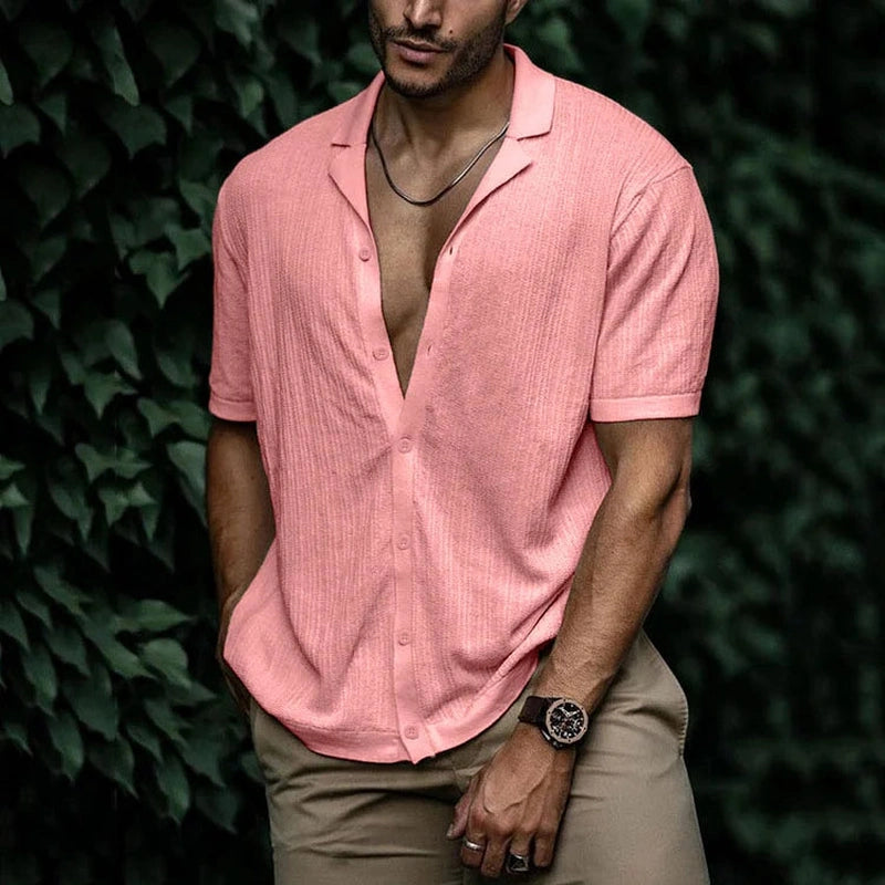 Elegantes Herrenhemd mit V-Ausschnitt und Knöpfen | Hank NUMENCE Shirts