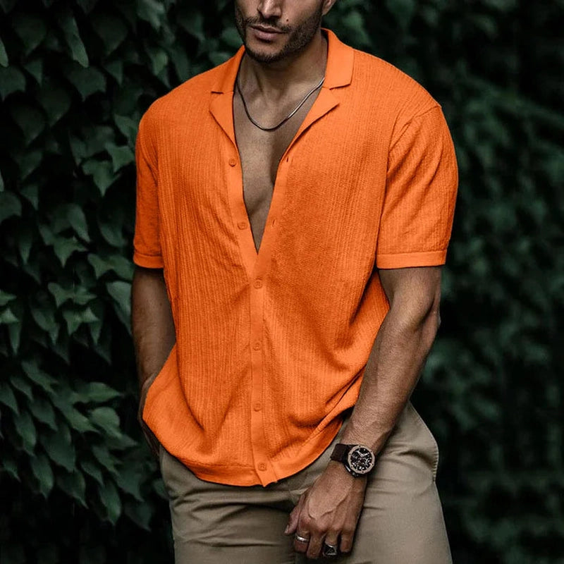 Elegantes Herrenhemd mit V-Ausschnitt und Knöpfen | Hank NUMENCE Shirts