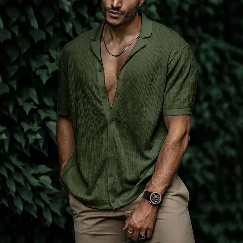 Elegantes Herrenhemd mit V-Ausschnitt und Knöpfen | Hank NUMENCE Shirts