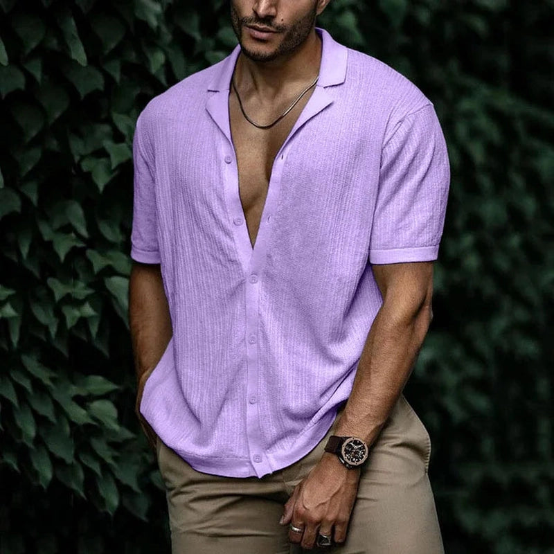 Elegantes Herrenhemd mit V-Ausschnitt und Knöpfen | Hank NUMENCE Shirts