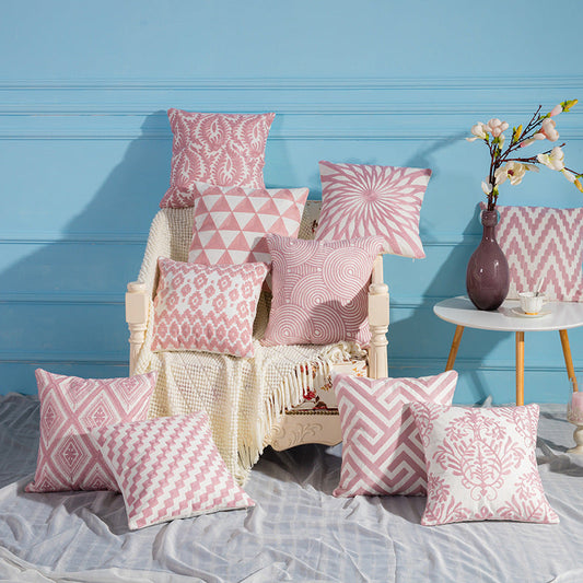 Geometrisches Baumwollkissenbezug mit Stickerei | Alisia NUMENCE Pillowcase