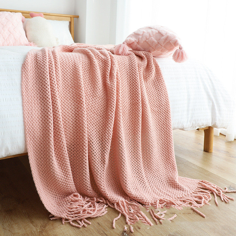 Gestrickte Quasten-Decke - Perfekte Nordic Chenille für gemütliches Wohnen | Elroni NUMENCE Blanket