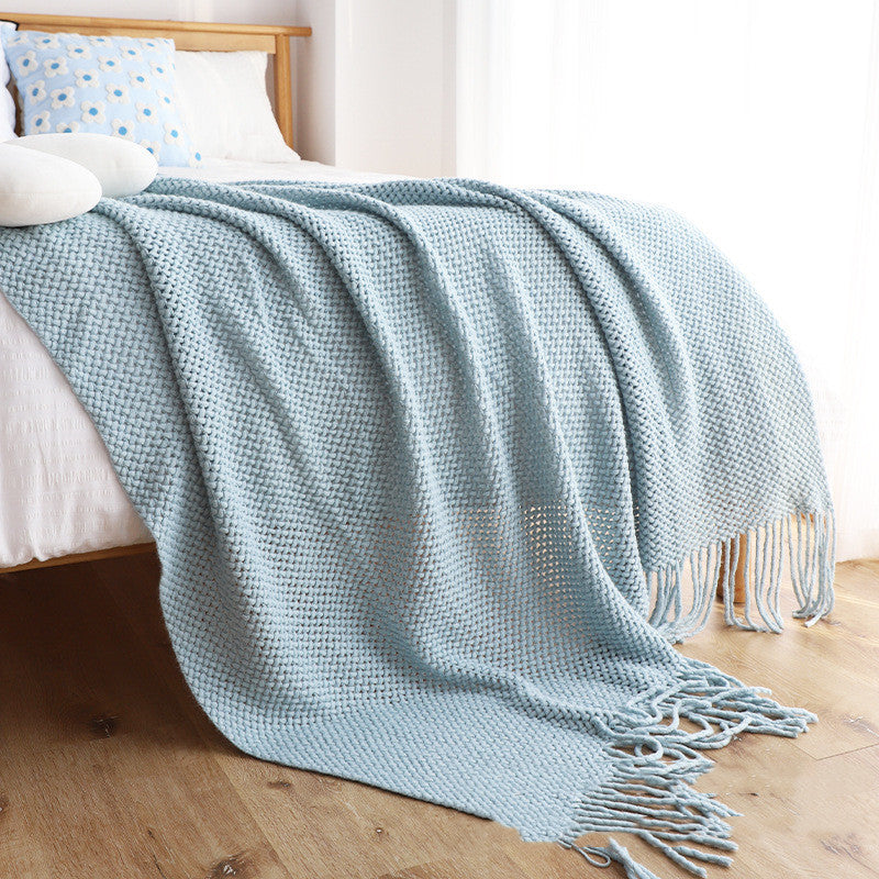 Gestrickte Quasten-Decke - Perfekte Nordic Chenille für gemütliches Wohnen | Elroni NUMENCE Blanket