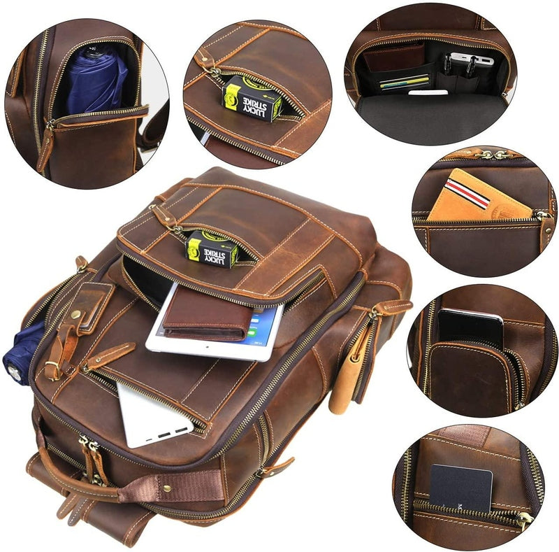 Großer Vintage Herren Leder Rucksack für Reisen | Adonis NUMENCE Leather Backpack
