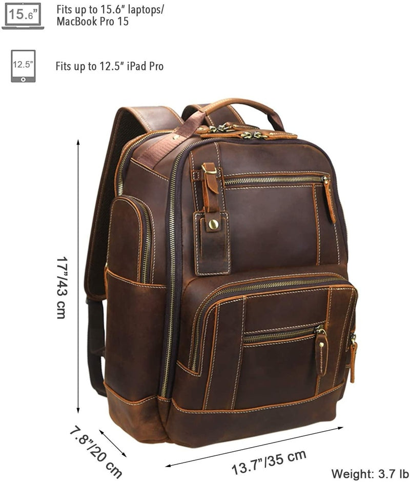 Großer Vintage Herren Leder Rucksack für Reisen | Adonis NUMENCE Leather Backpack