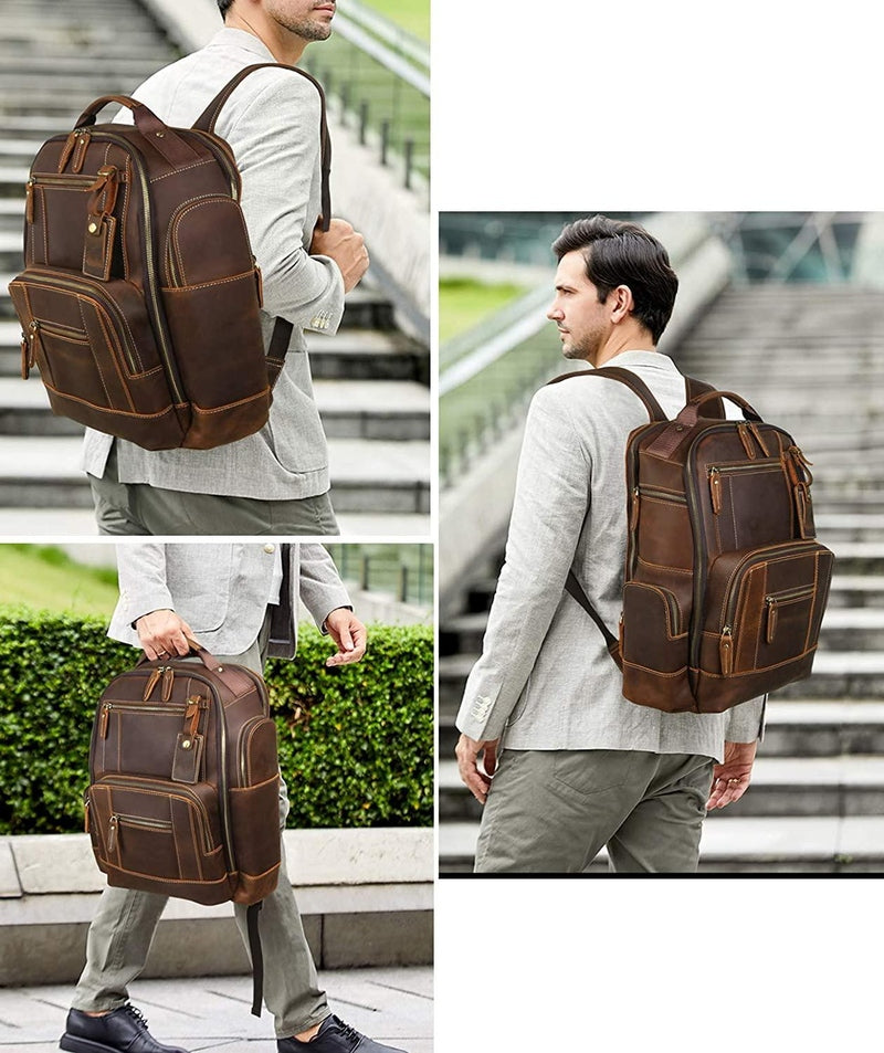 Großer Vintage Herren Leder Rucksack für Reisen | Adonis NUMENCE Leather Backpack