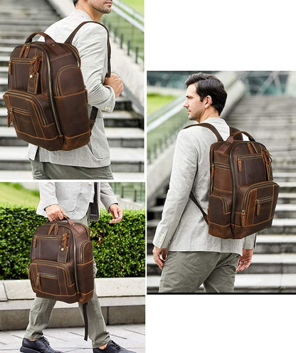 Großer Vintage Herren Leder Rucksack für Reisen | Adonis NUMENCE Leather Backpack