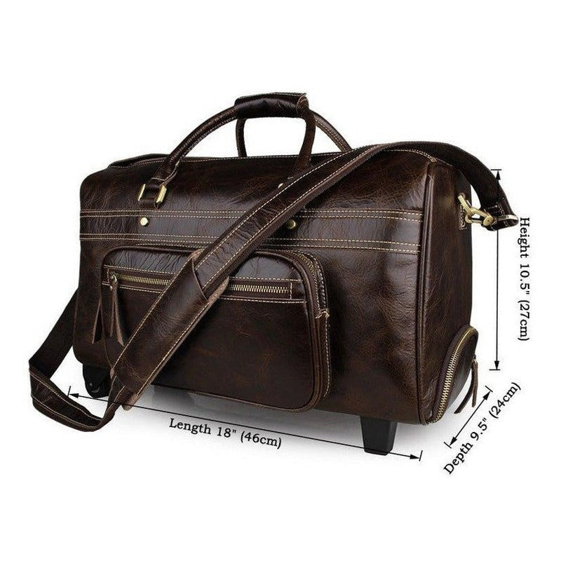 Herren Leder Duffle Bag auf Rädern | Elthor NUMENCE Leather Duffle Bags