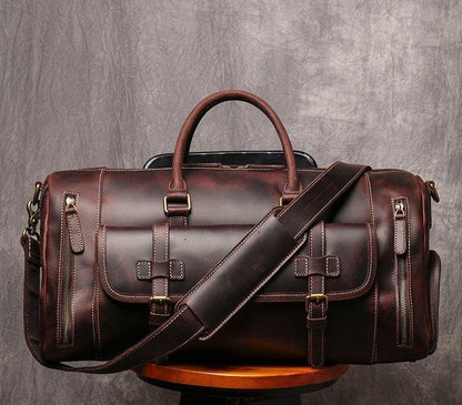 Herren Leder Reisetasche 22 Zoll mit Schuhfach | Fawaris NUMENCE Leather Duffle Bags