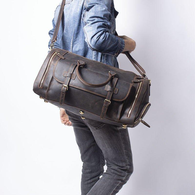 Herren Leder Reisetasche 22 Zoll mit Schuhfach | Fawaris NUMENCE Leather Duffle Bags