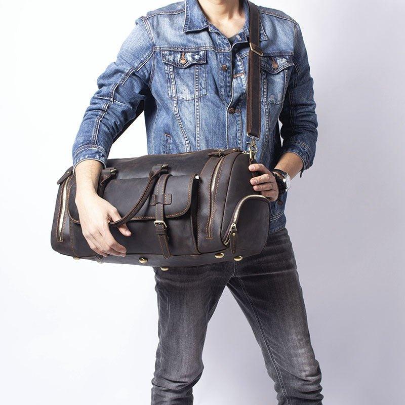 Herren Leder Reisetasche 22 Zoll mit Schuhfach | Fawaris NUMENCE Leather Duffle Bags