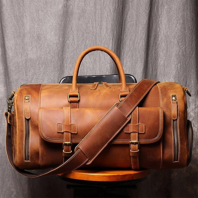 Herren Leder Reisetasche 22 Zoll mit Schuhfach | Fawaris