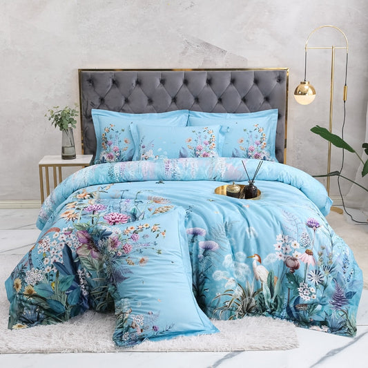 Himmelblaues Bettbezug-Set – Ägyptische Baumwolle | Floweris NUMENCE Duvet Covers