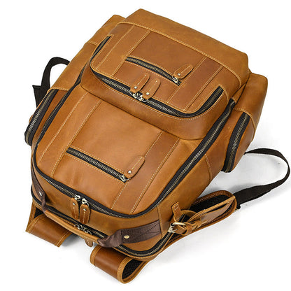 Leder Rucksack mit großer Kapazität und Mehrfachfächern | Elianor NUMENCE Backpack