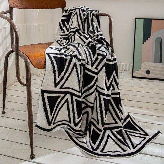 Nordische geometrische Strickdecke - Stilvolle Sofadecke & Gemütlicher Schal | Stelli NUMENCE Knitted Blanket