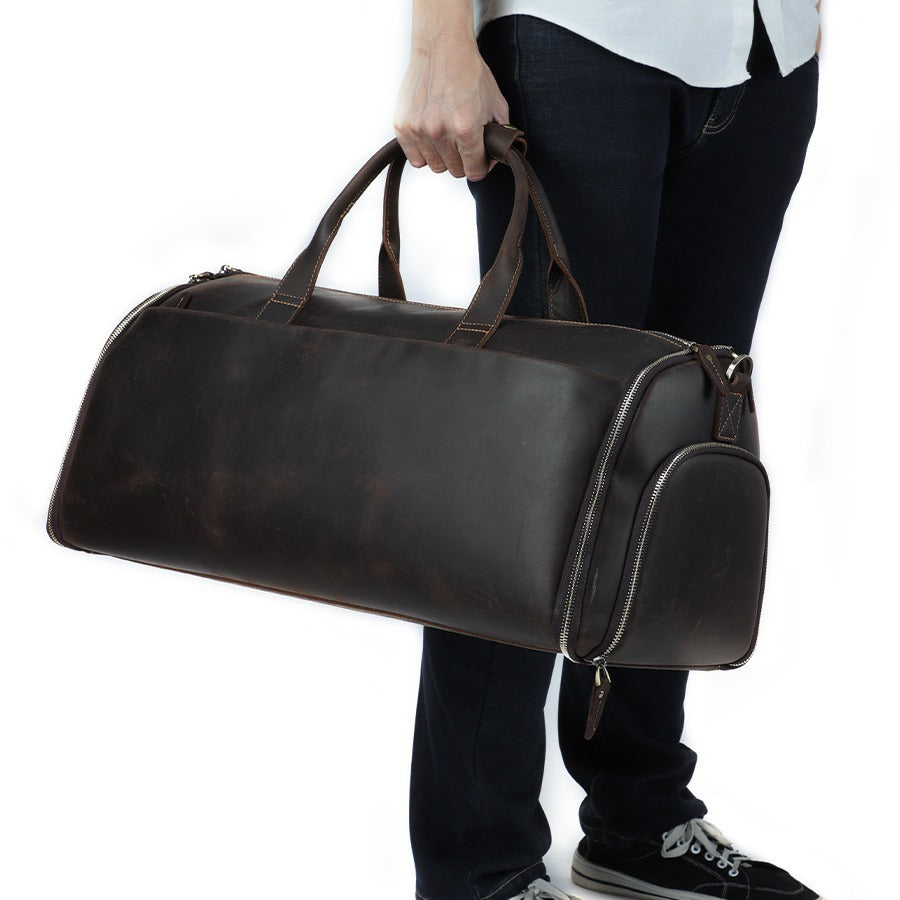 Retro Herren Faltbare Leder Reisetasche mit großer Kapazität | Adionis NUMENCE Travel Bag