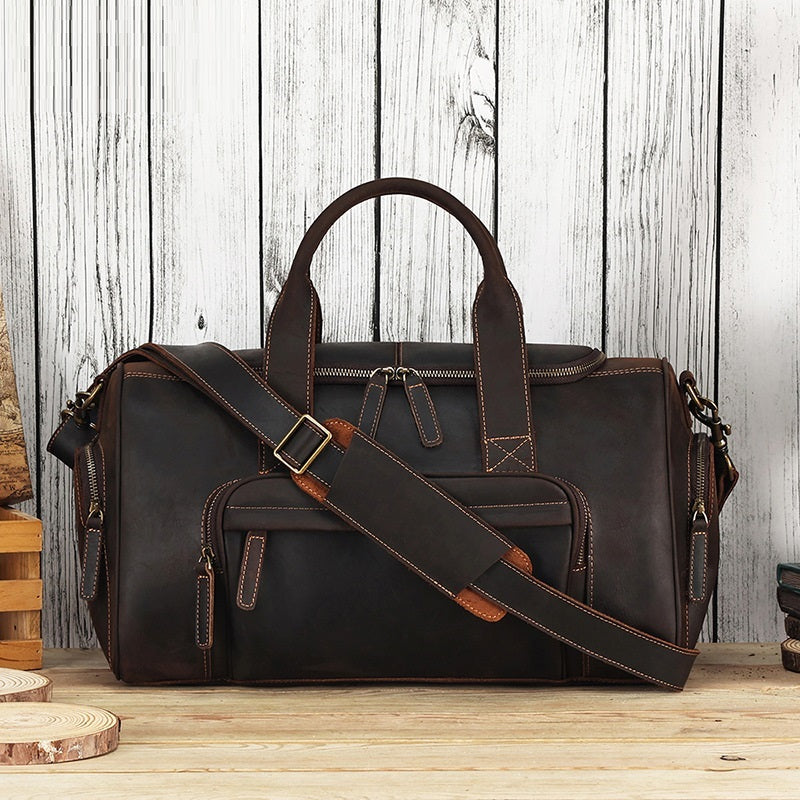 Retro Herren Faltbare Leder Reisetasche mit großer Kapazität | Adionis NUMENCE Travel Bag