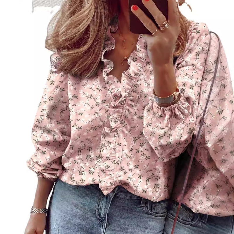 Rüschensaum Langarmbluse für Damen | Zoe NUMENCE Shirts