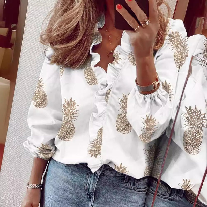Rüschensaum Langarmbluse für Damen | Zoe NUMENCE Shirts