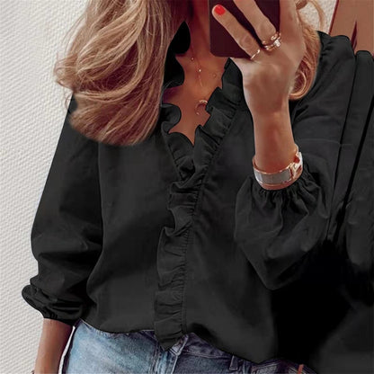 Rüschensaum Langarmbluse für Damen | Zoe NUMENCE Shirts