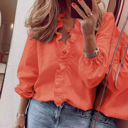 Rüschensaum Langarmbluse für Damen | Zoe NUMENCE Shirts