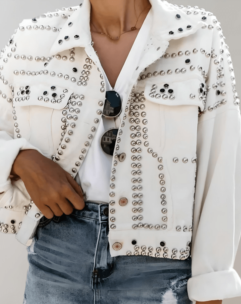 Trendige Jeansjacke mit Nieten für Stil und Komfort | Denim Dreamscape Numence
